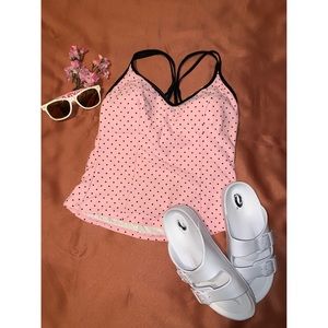Pink Polka Dot Tankini Swim Top